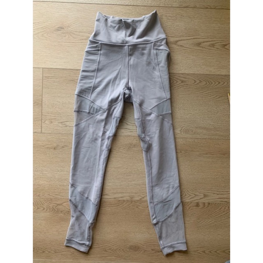 Lululemon Forget The Sweat Tight 25 Tan Mesh Leggings W5BZXS Womens Size 2